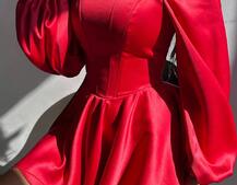 Атласна корсетна сукня з пишною подвійною спідницею та об‘ємними рукавами Атласна корсетна сукня з пишною подвійною спідницею та об‘ємними рукавами | PUSHKA SHOP