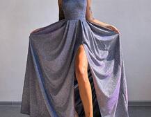 Сяюча сукня максі  зі шнурівкою на спинці Сяюча сукня максі  зі шнурівкою на спинці | PUSHKA SHOP