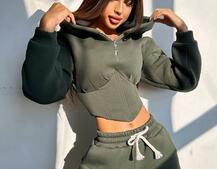 Комплект на флісі : худі з елементами корсету + штани  Комплект на флісі : худі з елементами корсету + штани  | PUSHKA SHOP