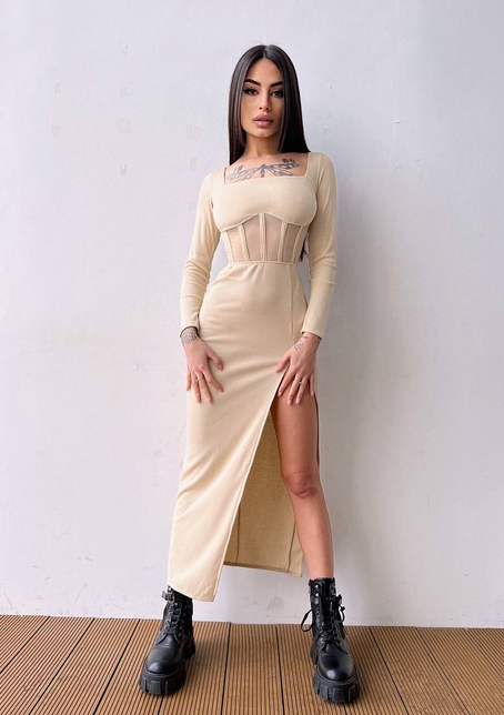 Сукня-міді  з елементами корсету   | PUSHKA SHOP