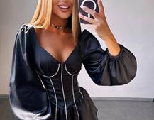 Комплект: сукня з подвійною спідницею + корсет, декорований стразами    Комплект: сукня з подвійною спідницею + корсет, декорований стразами    | PUSHKA SHOP