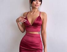 Комплект: топ з філіжанками + спідниця декорована бахромою зі страз  Комплект: топ з філіжанками + спідниця декорована бахромою зі страз  | PUSHKA SHOP