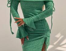 Трикотажна сукня міді з хомутом   | PUSHKA SHOP