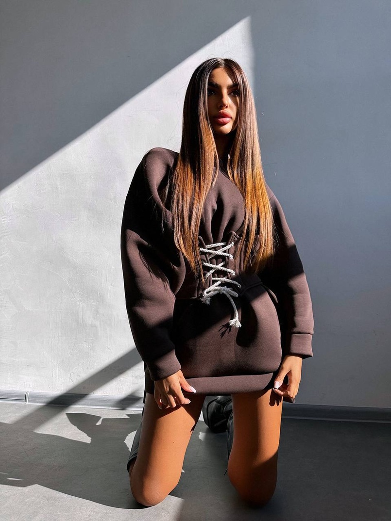 Тепле затишне худі over-size на флісі + корсет на шнурівці Можна носити з корсетом та без | PUSHKA SHOP