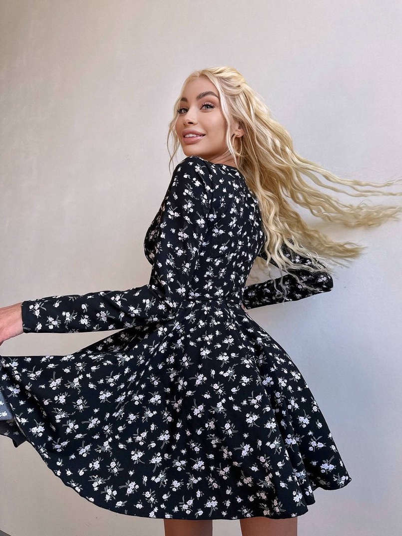 Корсетна сукня з пишною спідницею в квітковий Принт  | PUSHKA SHOP