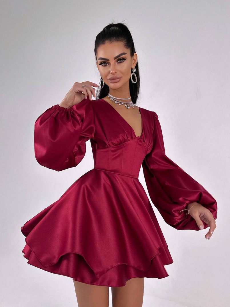 Атласна корсетна сукня  з пишною подвійною спідницею  Атласна корсетна сукня  з пишною подвійною спідницею  | PUSHKA SHOP