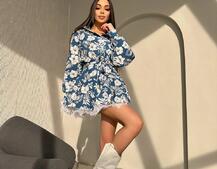 Сукня міні на гудзиках,декорована мереживом  Сукня міні на гудзиках,декорована мереживом  | PUSHKA SHOP