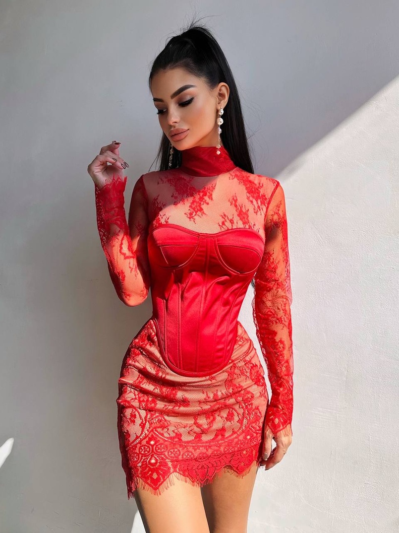 Комплект: мереживна сукня міні + корсет Комплект: мереживна сукня міні + корсет | PUSHKA SHOP