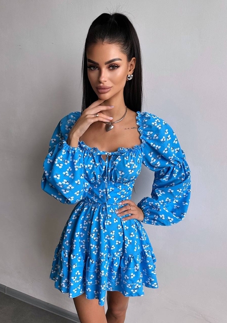 Сукня з квітковим принтом з воланами на ґудзиках  Сукня з квітковим принтом з воланами на ґудзиках  | PUSHKA SHOP