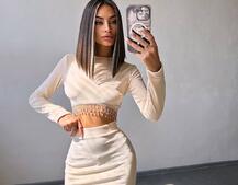 Оксамитовий комплект, декорований бахромою зі страз | PUSHKA SHOP