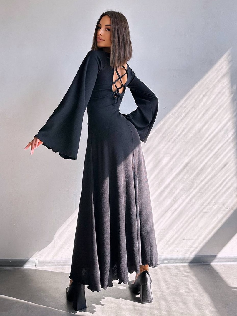 Трикотажна сукня зі шнурівкою на спинці    Трикотажна сукня зі шнурівкою на спинці    | PUSHKA SHOP