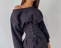 Худи на флисе + корсет на шнуровке  Худи на флисе + корсет на шнуровке  | PUSHKA SHOP