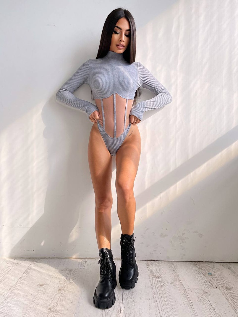Трикотажне боді з сітчастою вставкою Трикотажне боді з сітчастою вставкою | PUSHKA SHOP