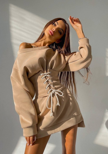 Худи на флисе + корсет на шнуровке  | PUSHKA SHOP