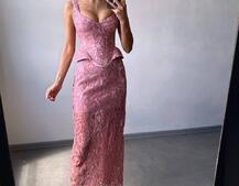 Вишуканий комплект із мереживного корсета та спідниці міді  | PUSHKA SHOP
