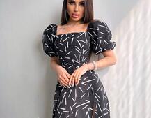 Сукня -міді зі шнурівкою на спинці та розрізом на ніжці Сукня -міді зі шнурівкою на спинці та розрізом на ніжці | PUSHKA SHOP