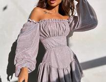 Блискуча сукня з воланами та шнурівкою на спинці Блискуча сукня з воланами та шнурівкою на спинці | PUSHKA SHOP