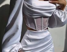 Комплект: корсет, декорований стразами   + спідниця міні з драпіруванням  Комплект: корсет, декорований стразами   + спідниця міні з драпіруванням  | PUSHKA SHOP