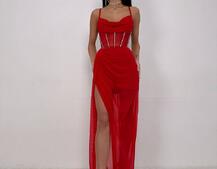 Комплект: корсет декорований стразами + спідниця максі  | PUSHKA SHOP