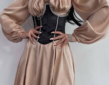 Приталена сукня з шовку  + корсет декорований стразами  Ручна робота  Приталена сукня з шовку  + корсет декорований стразами  Ручна робота  | PUSHKA SHOP