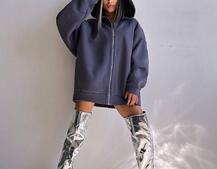 Трендове худі over size із сяючими стразами  | PUSHKA SHOP