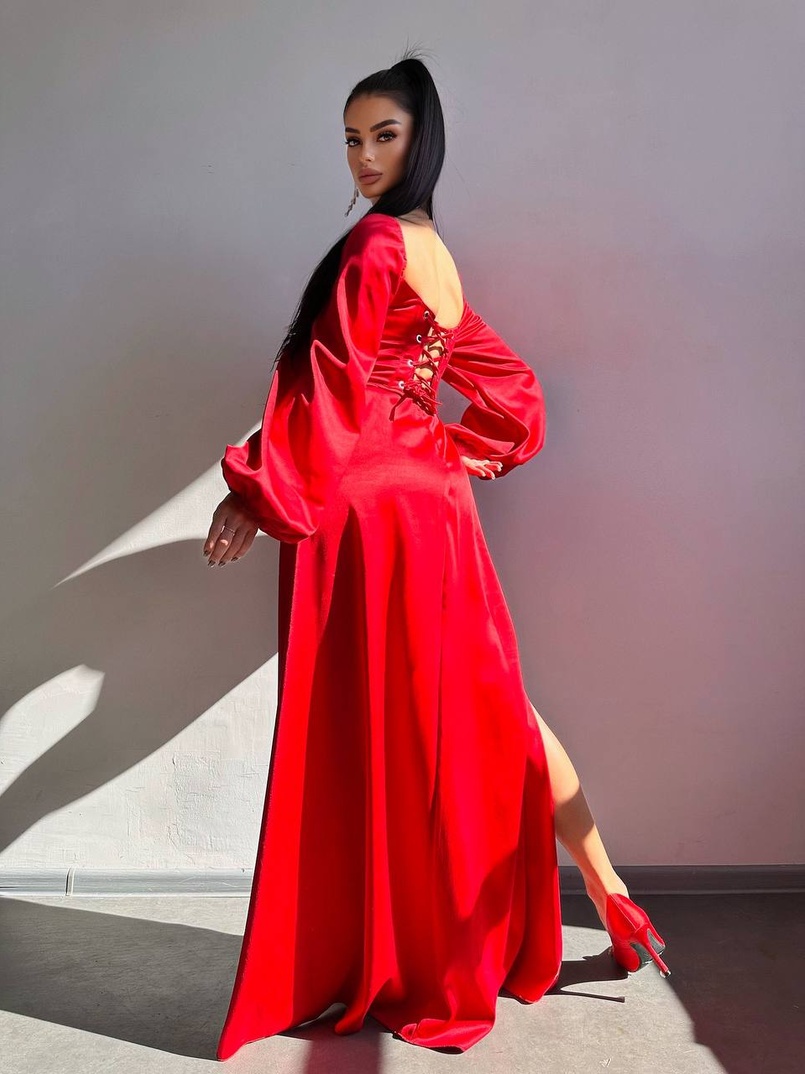 Атласний комплект: корсет + спідниця максі з драпіруванням Атласний комплект: корсет + спідниця максі з драпіруванням | PUSHKA SHOP