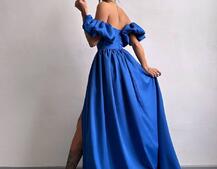 Сукня максі  з розрізом на спідниці та об’ємними рукавами  | PUSHKA SHOP