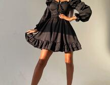 Платье с чашечками и пышной юбкой с оборками   Платье с чашечками и пышной юбкой с оборками   | PUSHKA SHOP