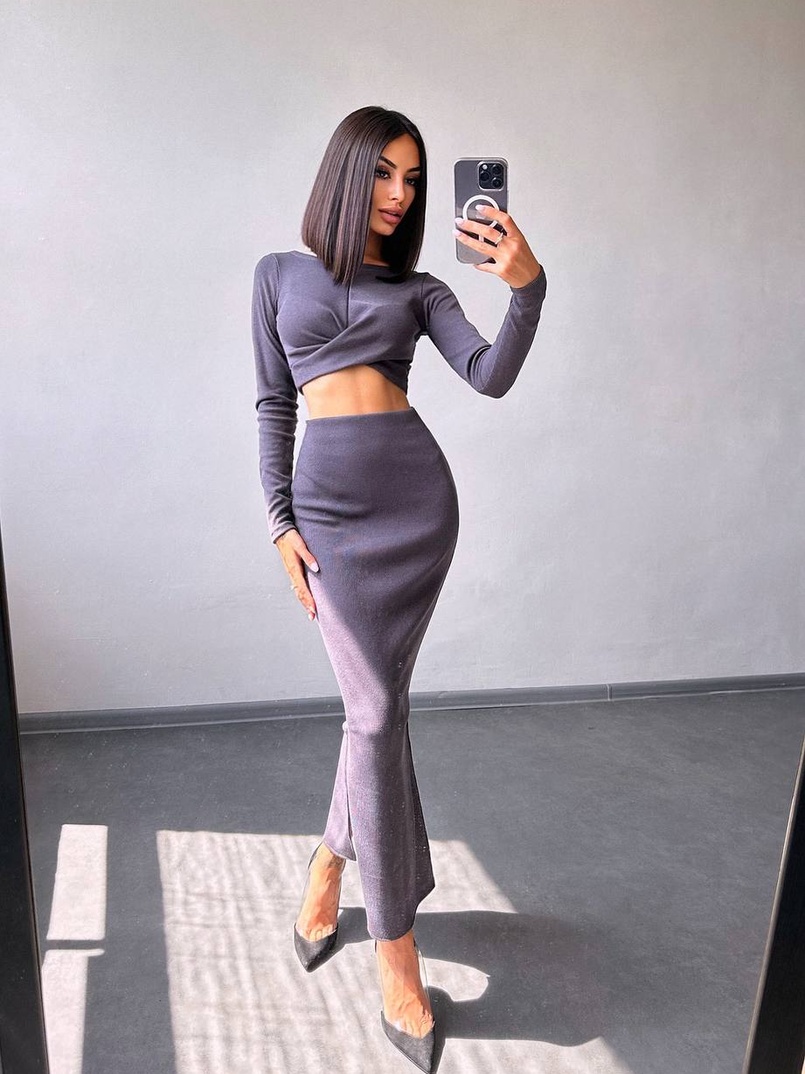 Комплект: топ + спідниця с розрізами  Комплект: топ + спідниця с розрізами  | PUSHKA SHOP