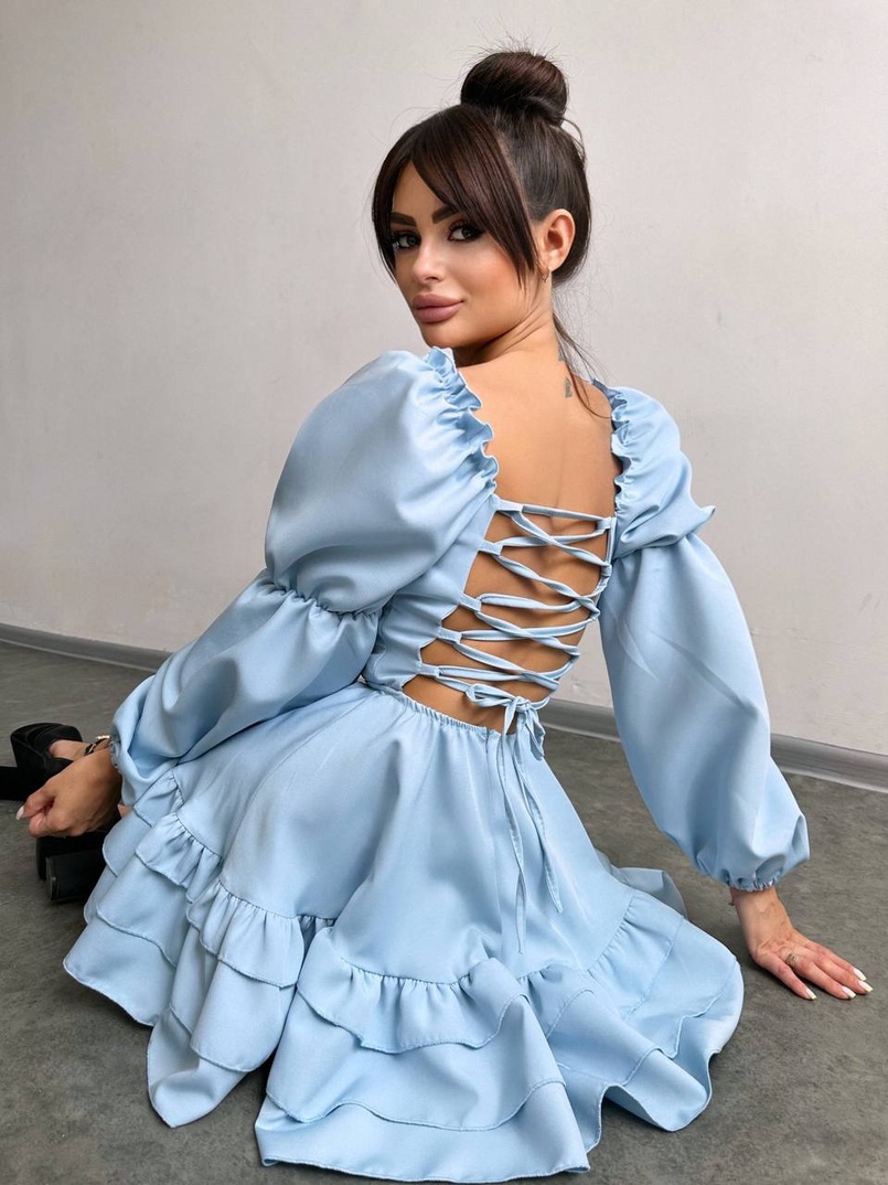 Сукня з воланами та шнурівкою  по спинці Сукня з воланами та шнурівкою  по спинці | PUSHKA SHOP