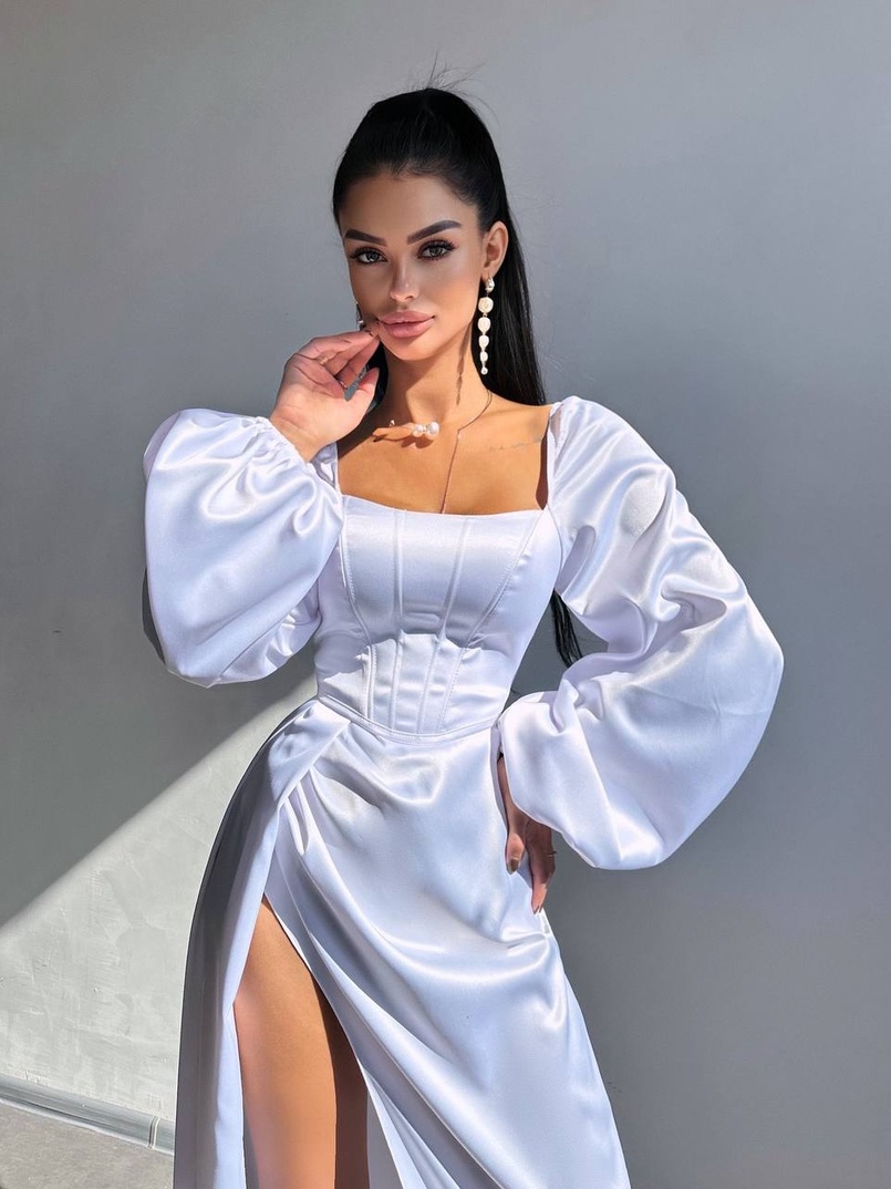 Атласний комплект: корсет + спідниця максі з драпіруванням Атласний комплект: корсет + спідниця максі з драпіруванням | PUSHKA SHOP