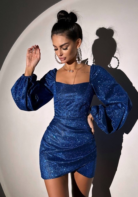 Сяючий комплект: корсет + спідниця міні з драпіруванням  | PUSHKA SHOP