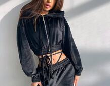 Велюровий комплект трійка: кофта + корсет з чашечками + джогери  | PUSHKA SHOP