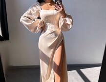 Атласний комплект: корсет + спідниця максі з драпіруванням Атласний комплект: корсет + спідниця максі з драпіруванням | PUSHKA SHOP