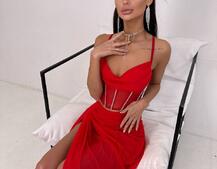 Комплект: корсет декорований стразами + спідниця максі  | PUSHKA SHOP