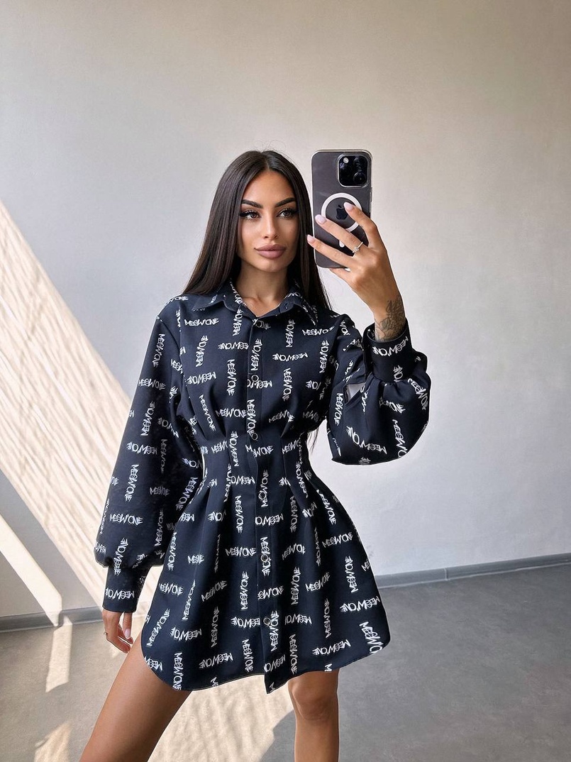 Приталена сорочка з принтом Приталена сорочка з принтом | PUSHKA SHOP