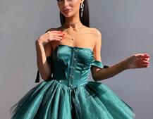 Атласна корсетна сукня міні з гачками та пишною фатиновою спідницею  | PUSHKA SHOP