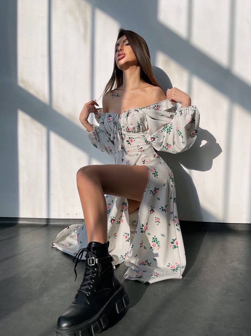 Сукня міді з квітковим принтом  Сукня міді з квітковим принтом  | PUSHKA SHOP