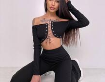 Комплект : штани кльош і топ на шнурівці    Комплект : штани кльош і топ на шнурівці    | PUSHKA SHOP