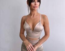 Комплект: топ з філіжанками + спідниця декорована бахромою зі страз  Комплект: топ з філіжанками + спідниця декорована бахромою зі страз  | PUSHKA SHOP