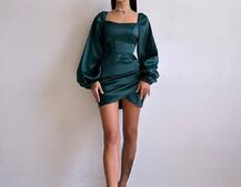 Атласний  комплект: корсет + спідниця з драпіруванням | PUSHKA SHOP