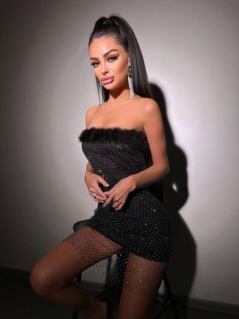 Сукня міні із сітки зі страз Сукня міні із сітки зі страз | PUSHKA SHOP