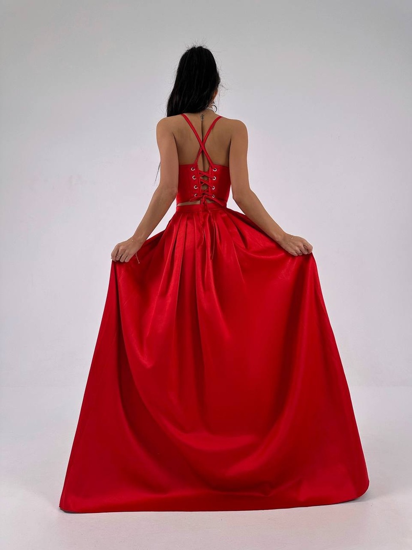 Атласний комплект: корсет + спідниця максі  | PUSHKA SHOP