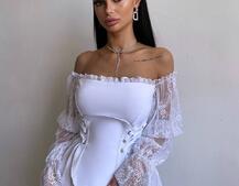 Сукня міді з корсетом декорована мереживом  | PUSHKA SHOP