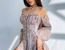 Сукня з квітковим принтом з воланами на ґудзиках  Сукня з квітковим принтом з воланами на ґудзиках  | PUSHKA SHOP