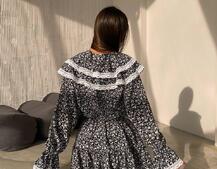 Сукня з квітковим принтом декорована мереживом    Сукня з квітковим принтом декорована мереживом    | PUSHKA SHOP