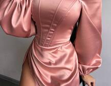 Атласний комплект: корсет + спідниця  максі з драпіруванням | PUSHKA SHOP