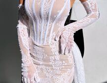 Сукня міні зі шлейфом та рукавичками Сукня міні зі шлейфом та рукавичками | PUSHKA SHOP