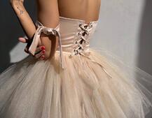 Атласна корсетна сукня міні з гачками та пишною фатиновою спідницею  | PUSHKA SHOP