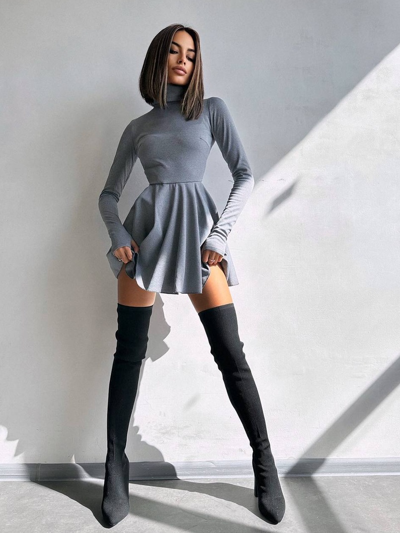 Сукня міні зі спідницею-сонцем  | PUSHKA SHOP